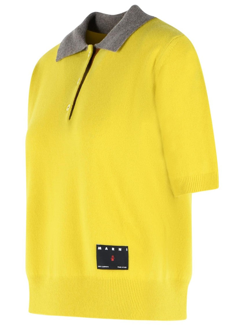 Marni Yellow Cashmere Polo Shirt