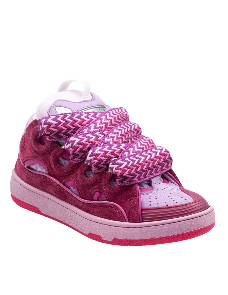 Lanvin Curb Leather And Fabric Sneakers In Lilac Color