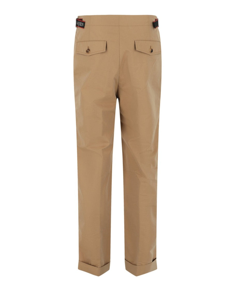Alexander Mcqueen Mid Rise Twill Chino Pants With Adjustable Waist