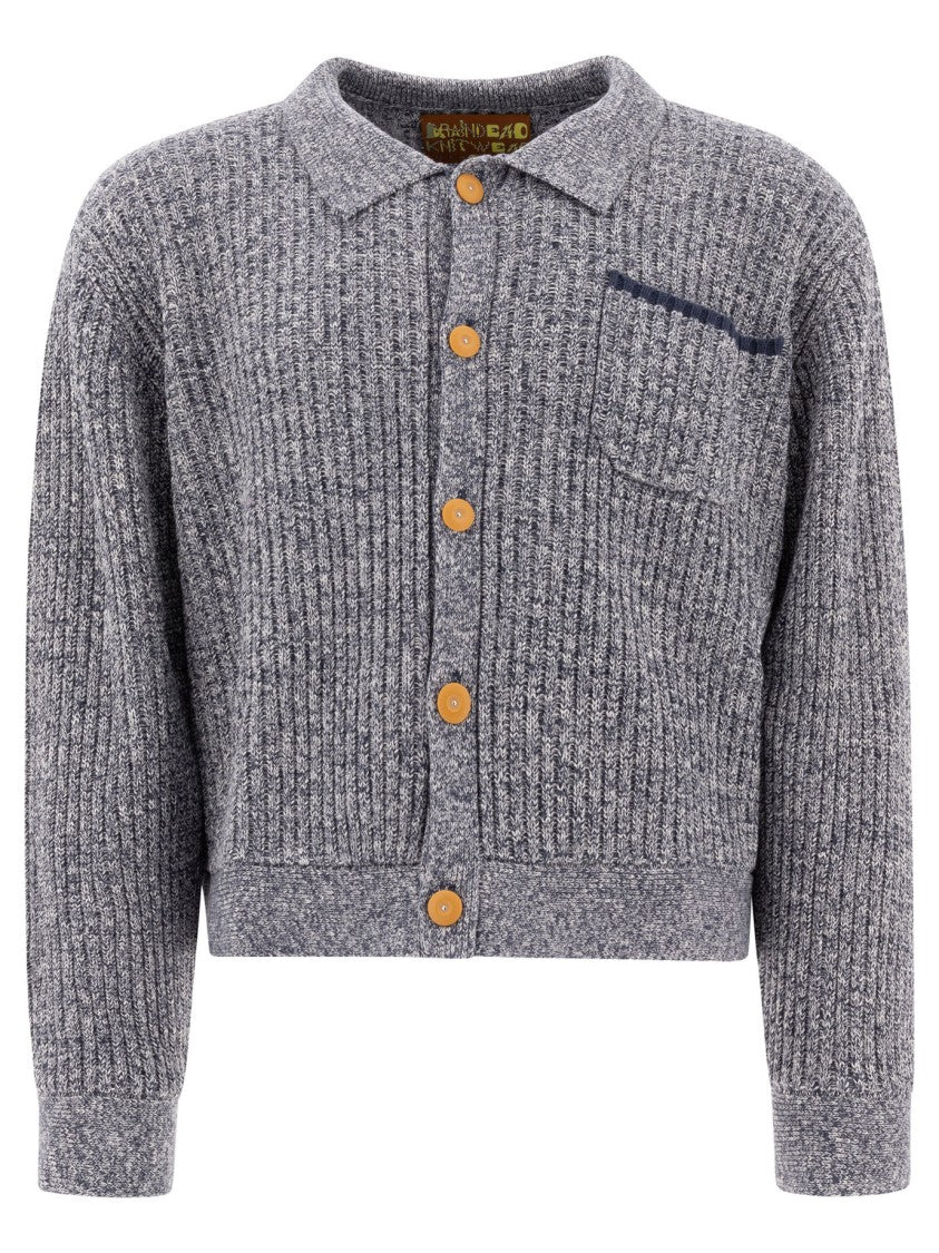 Brain Dead Ribbed Button-Up Cardigan With Cropped Silhouette