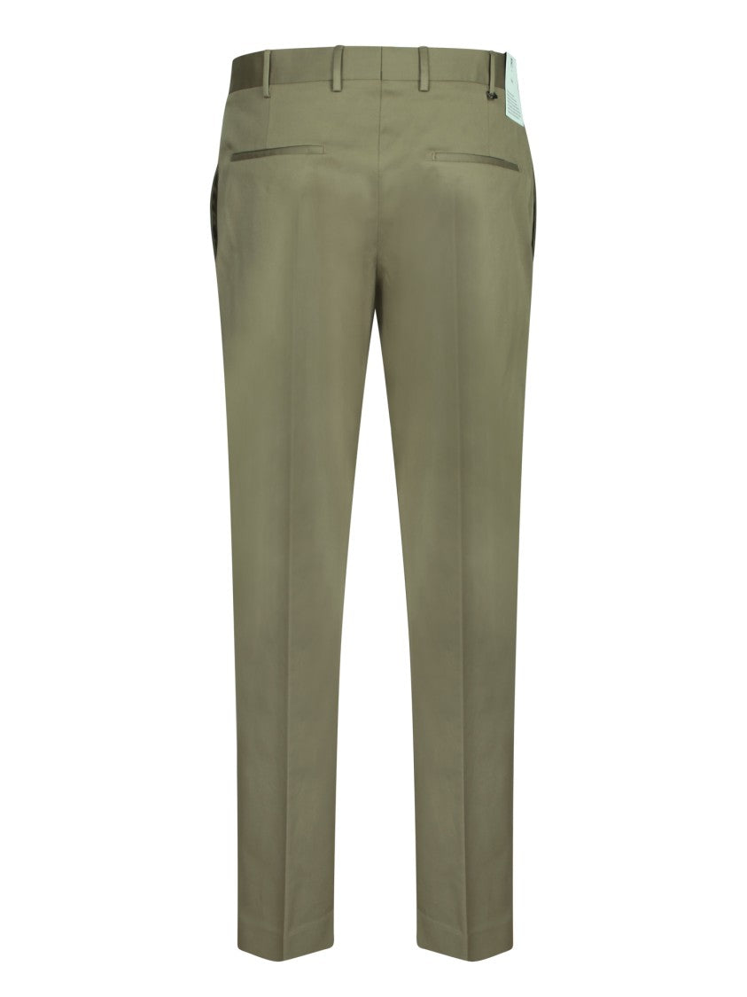 Pt Torino Military Green Tailored Trousers With Zip