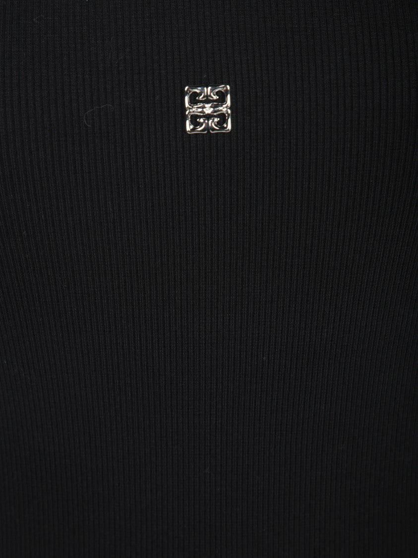 Givenchy Sleeveless Black Stretch Top With Silver Logo Detail