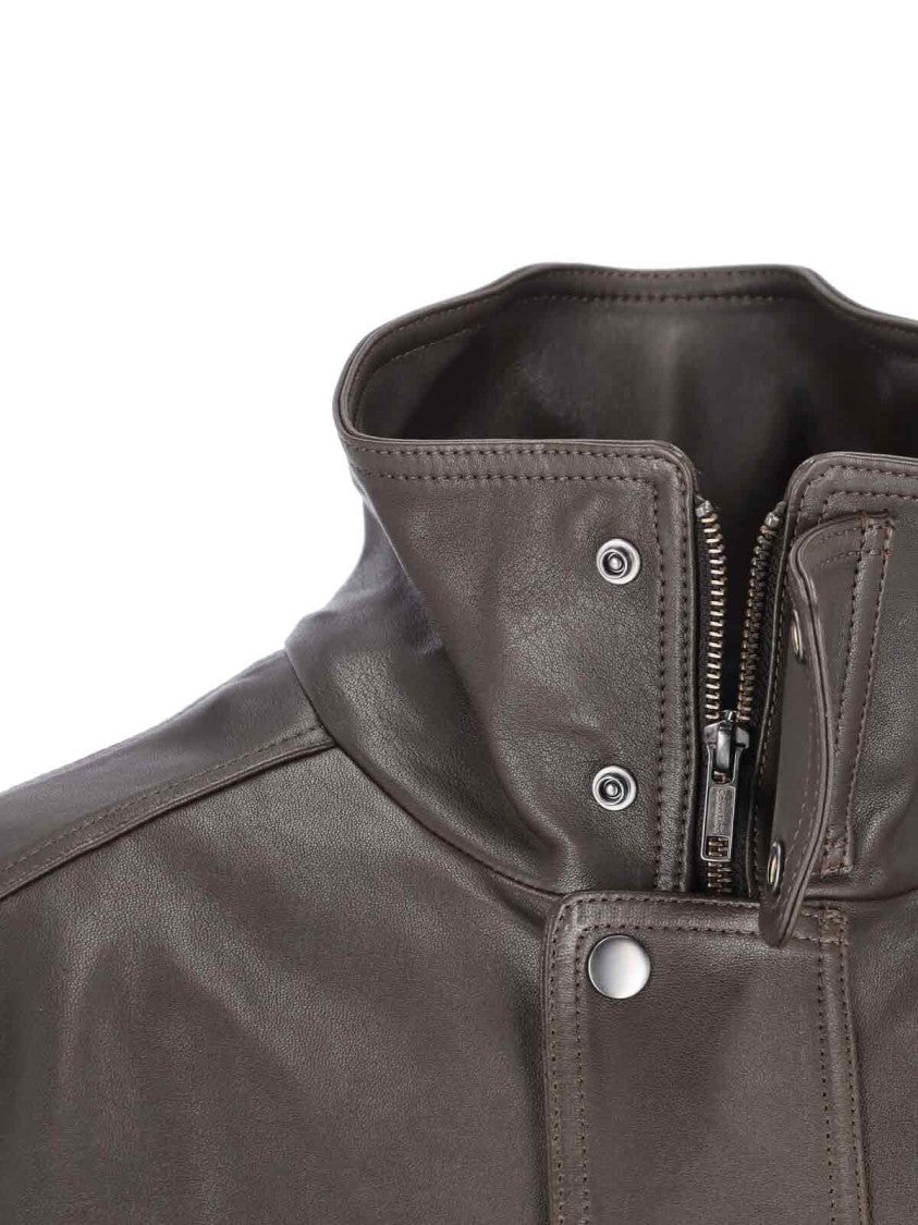 Calvin Klein Sheepskin Leather Jacket – Brown