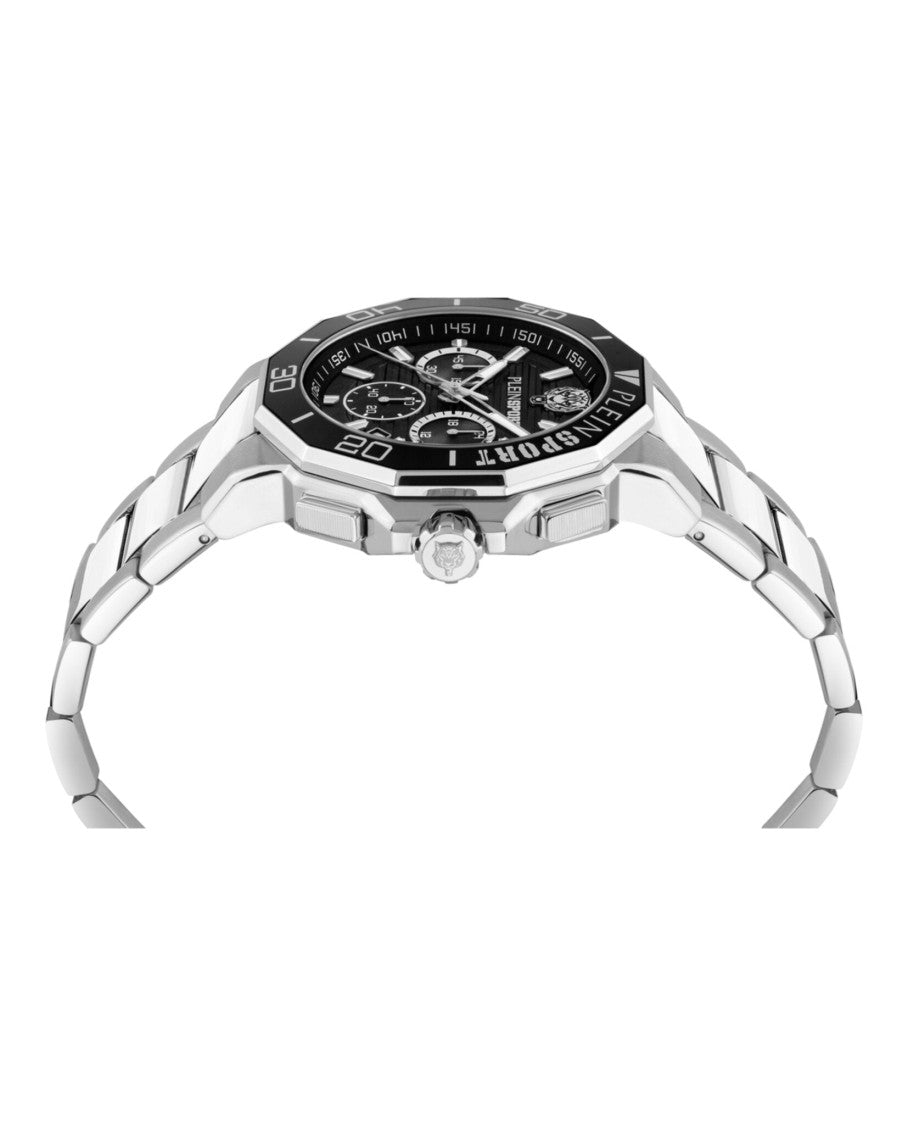 Plein Sport Titan Chronograph Watch With Black Guilloche Dial