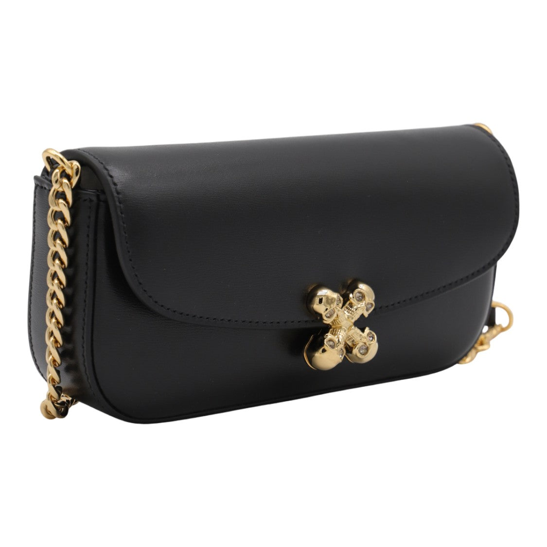 Alexander Mcqueen Rectangular Black Bag With Cross Skull Clasp