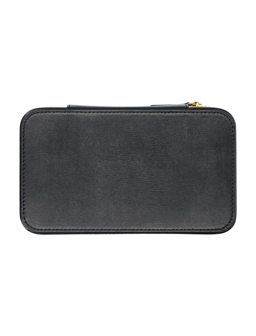 By Malene Birger Aya Embossed Monogram Structured Leather Beauty Pouch
