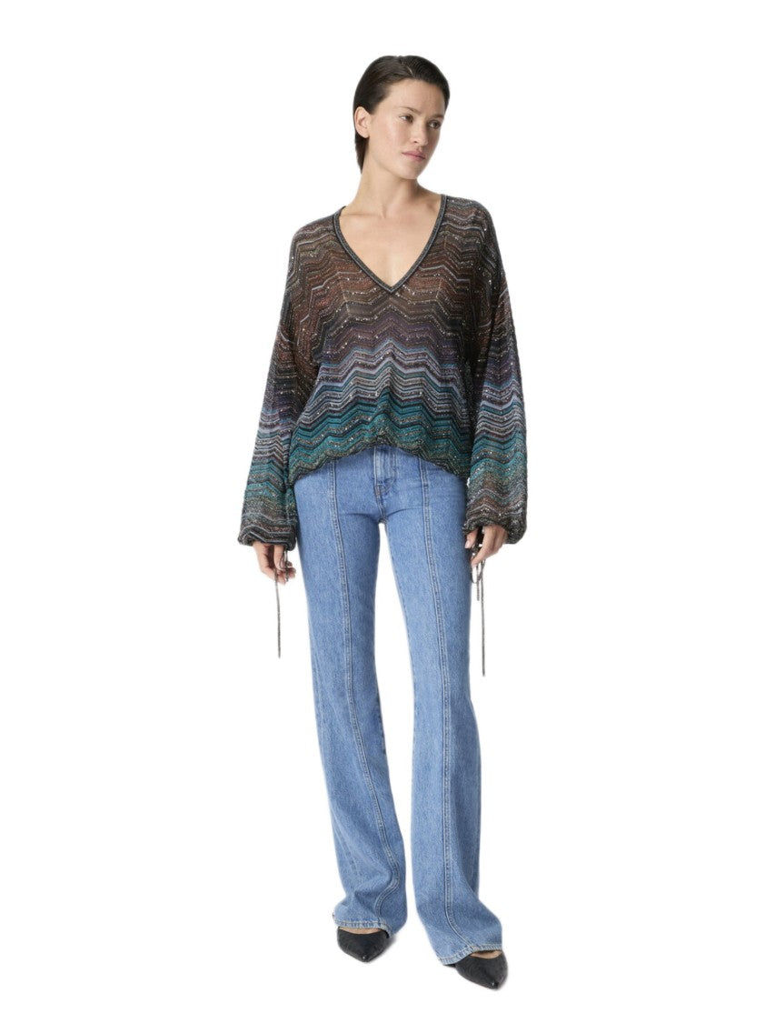 Missoni Multicolor Over Chevron Sequin Blusa