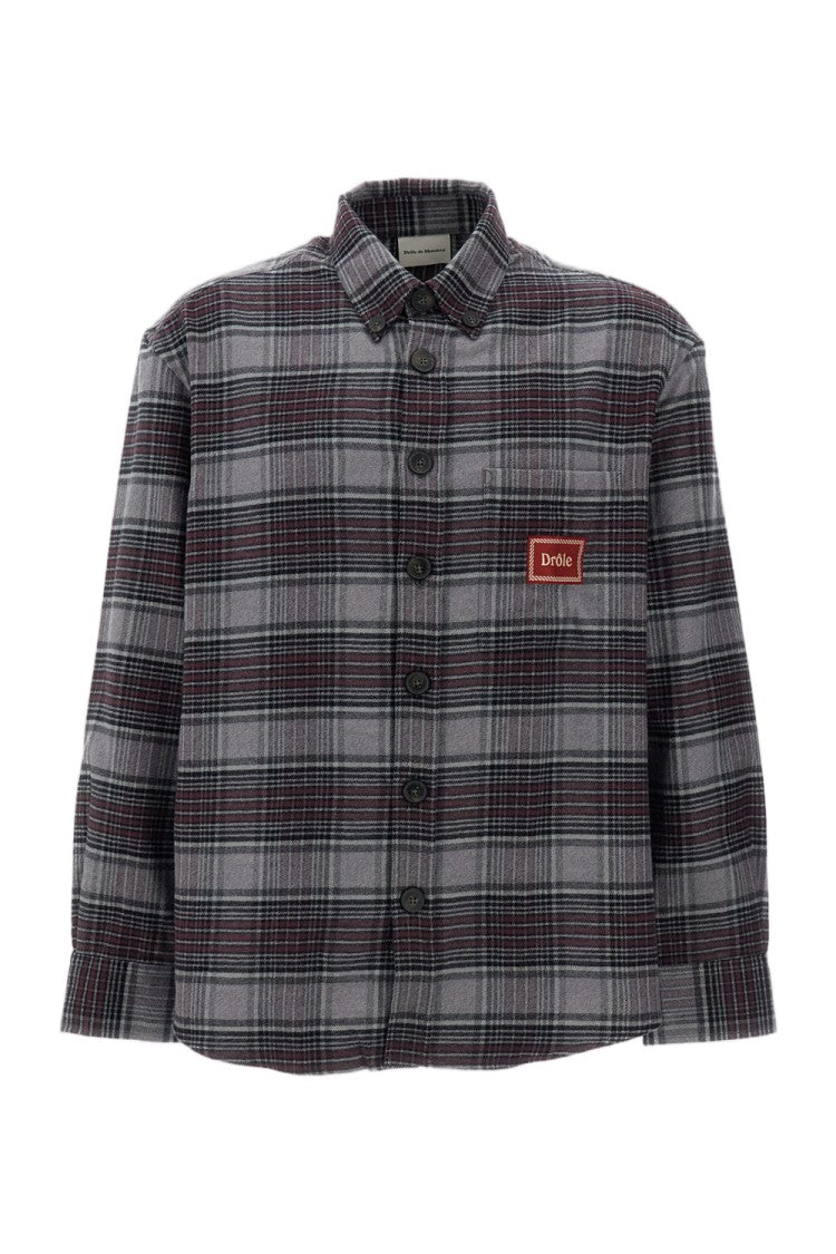 Drôle De Monsieur Grey Multicolor Boxy Check Flannel Shirt