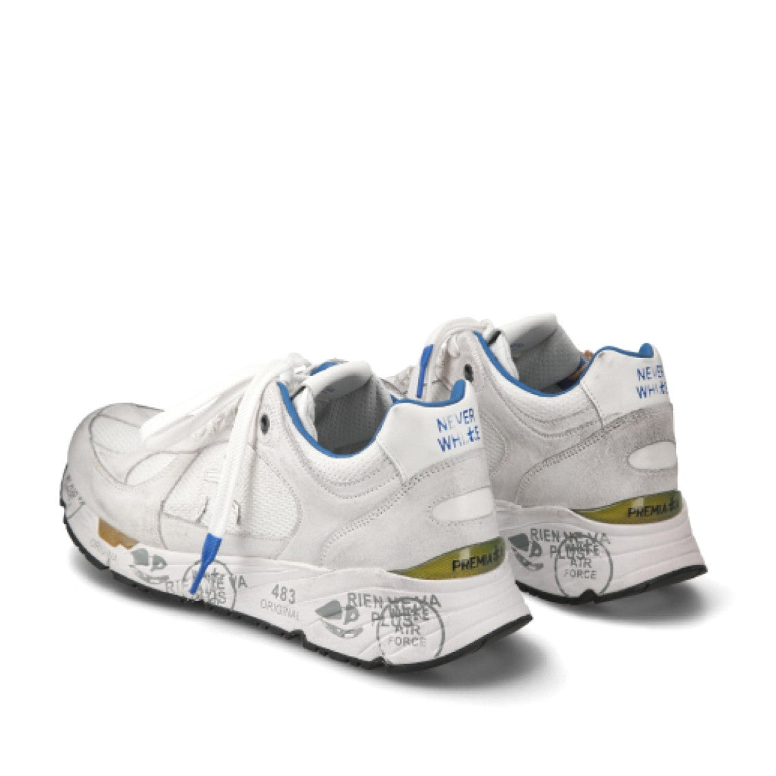 Premiata Suede And White Mesh Technical Fabric Mase Sneakers