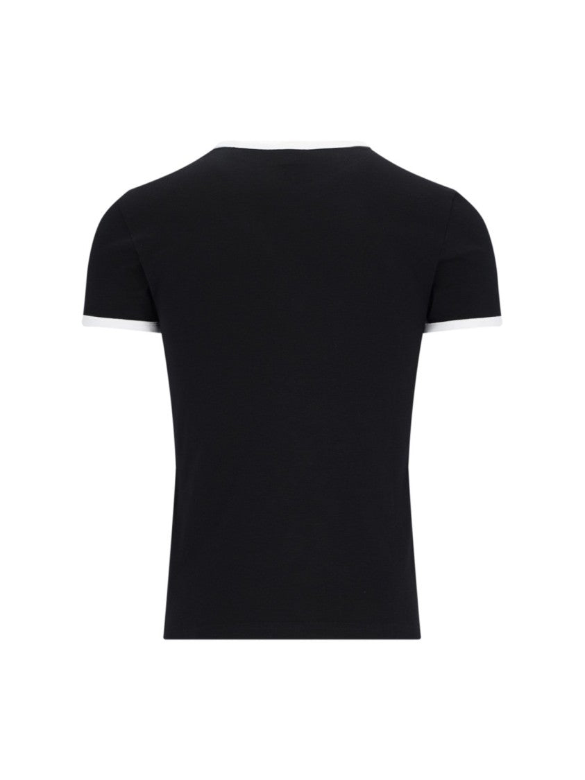 Courrèges Short-Sleeved Fitted Top With Contrast Trim