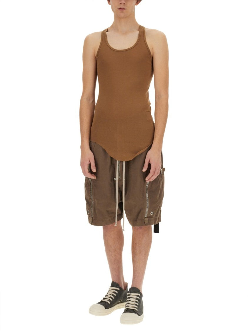 Drkshdw By Rick Owens Slim-Fit Brown Cotton Tank Top