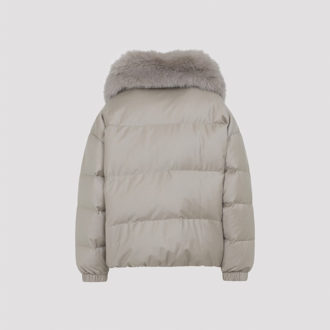 Yves Salomon Plush Padded Jacket With Voluminous Fur Collar And Matching Gloves