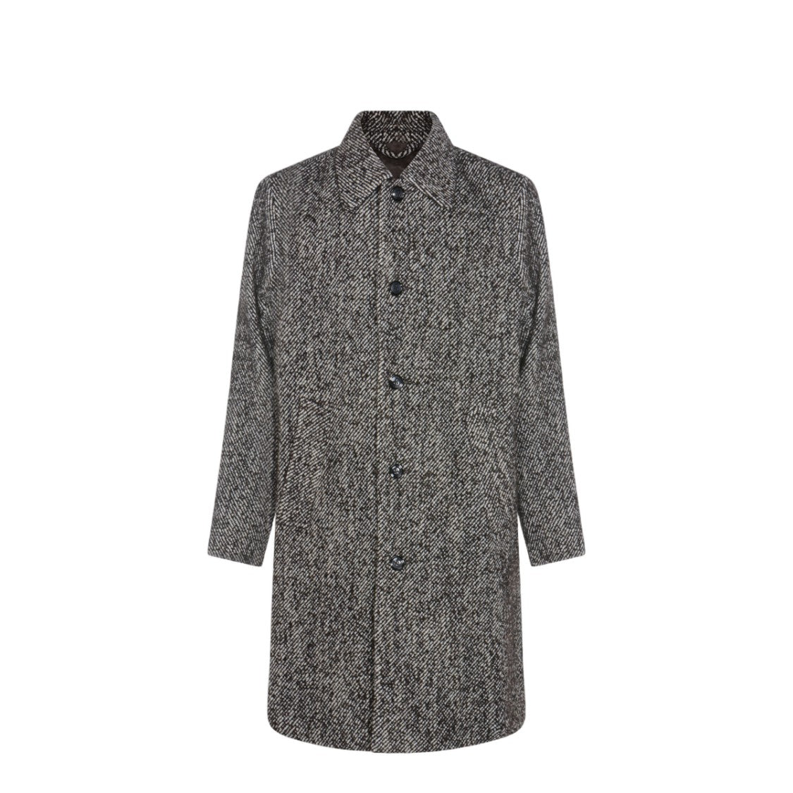 Nn.07 Tailored Grey Herringbone Coat With Pointed Collar
