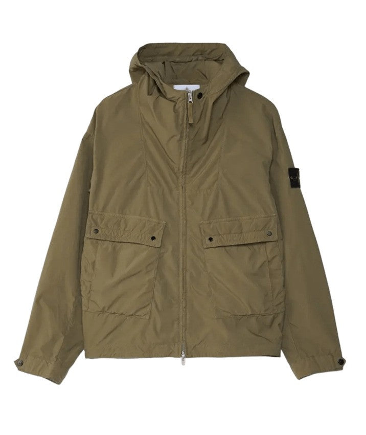 Stone Matte Finish Lightweight Jacket With Double-Layer Hood