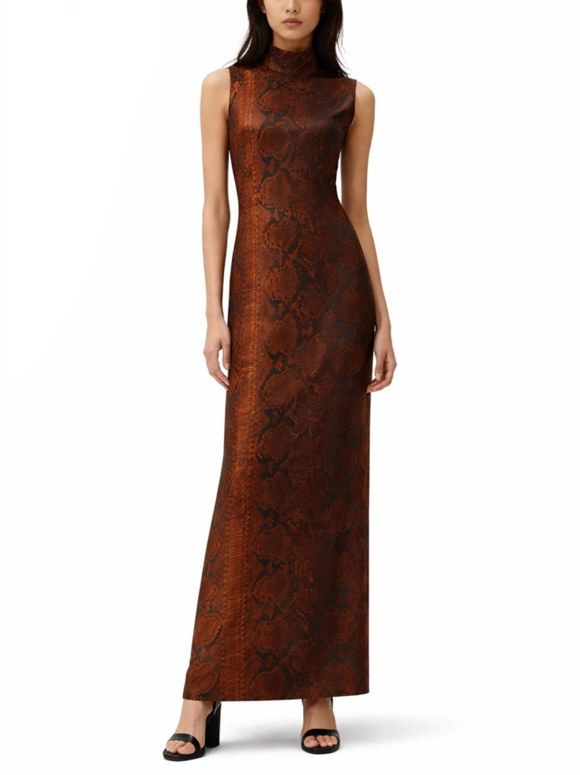 Jean Paul Gaultier Python Print Viscose Cut-Out Maxi Dress