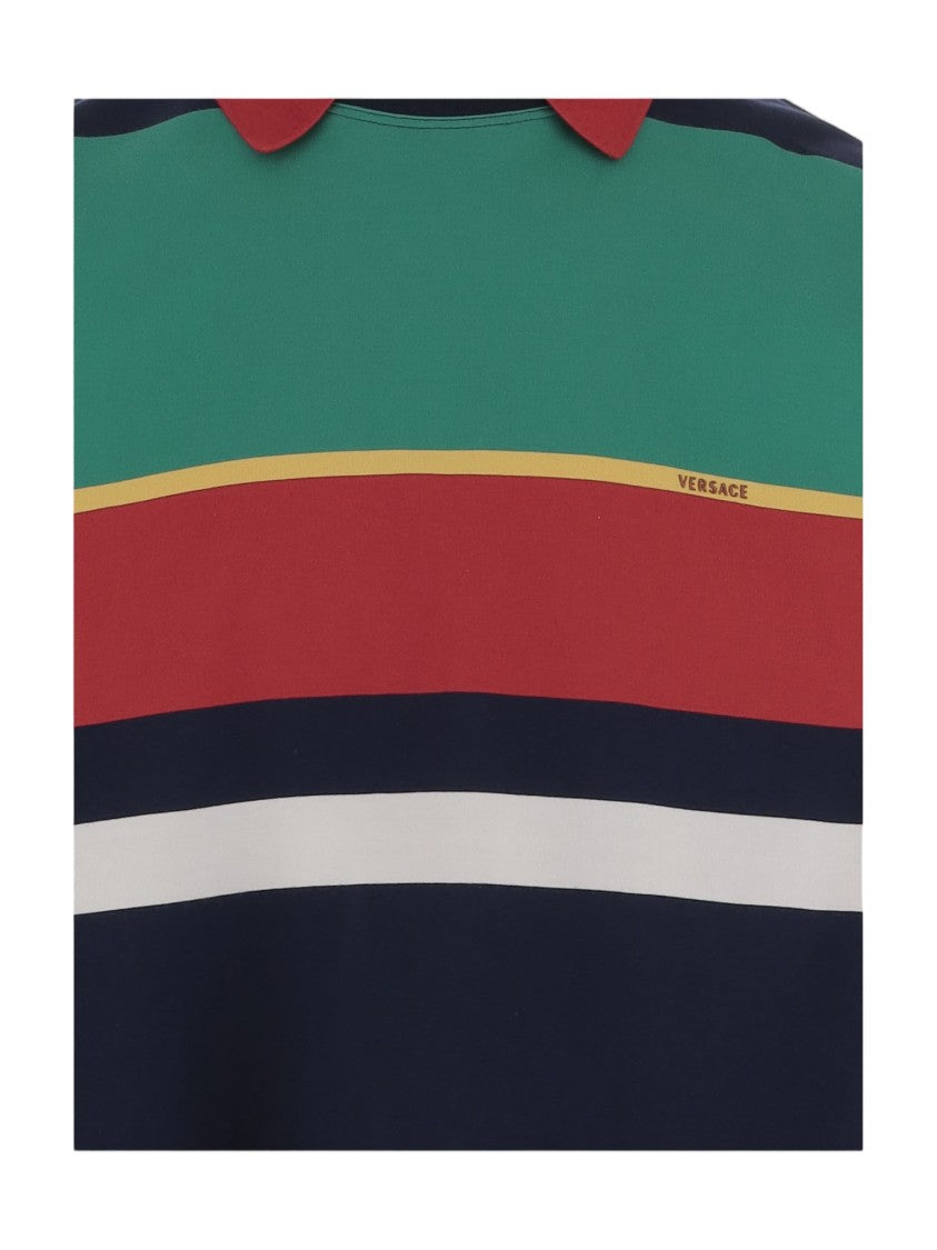 Versace Striped Cotton Polo Shirt