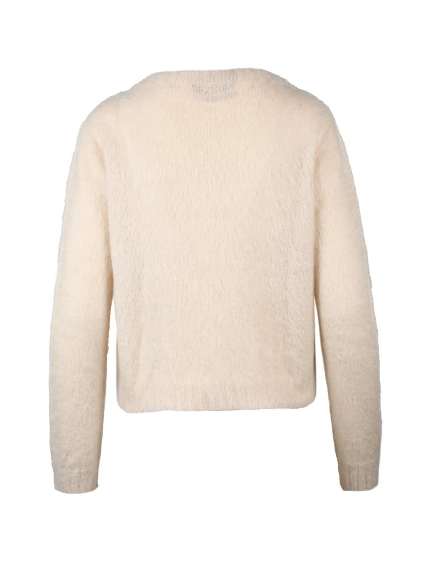 Max Mara Beige Aceto Mohair-Wool Blend Textured Sweater