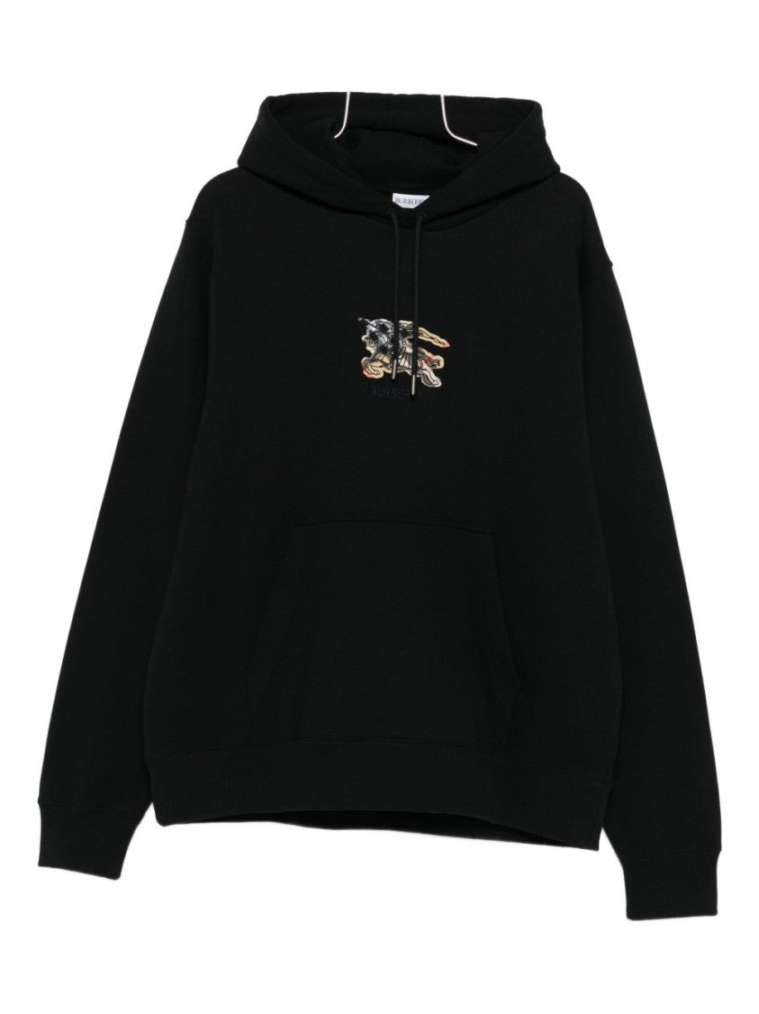 Burberry Classic Black Hoodie With Embroidered Logo Designed