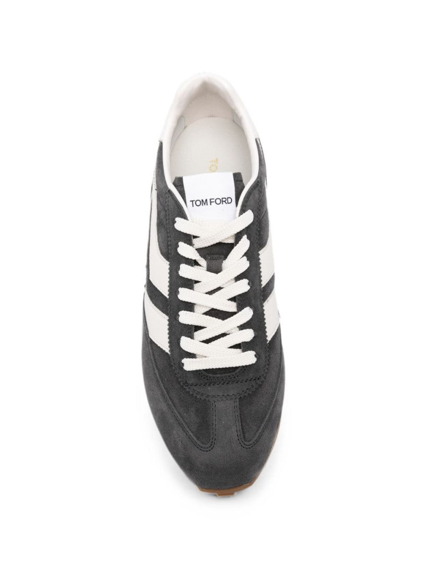 Tom Ford Black Lace-Up Flat Suede Leather Sneakers