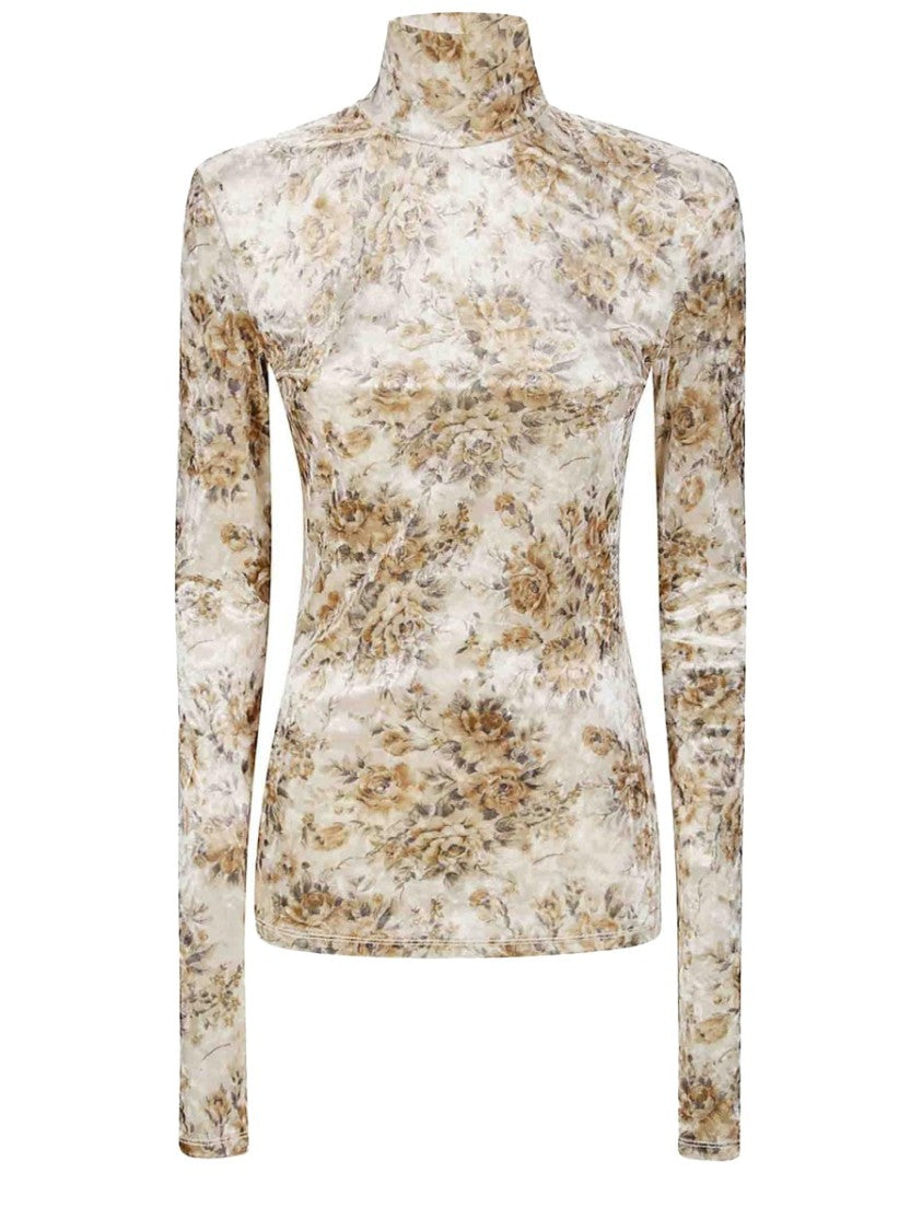 Ganni Recycled Polyester-Blend Sheer Floral Top