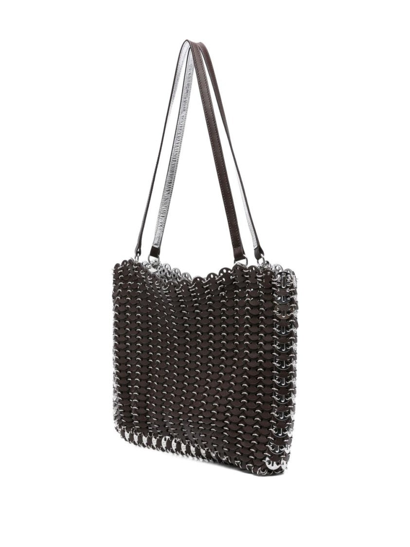 Rabanne Woven Leather Shoulder Bag With Metallic Accents