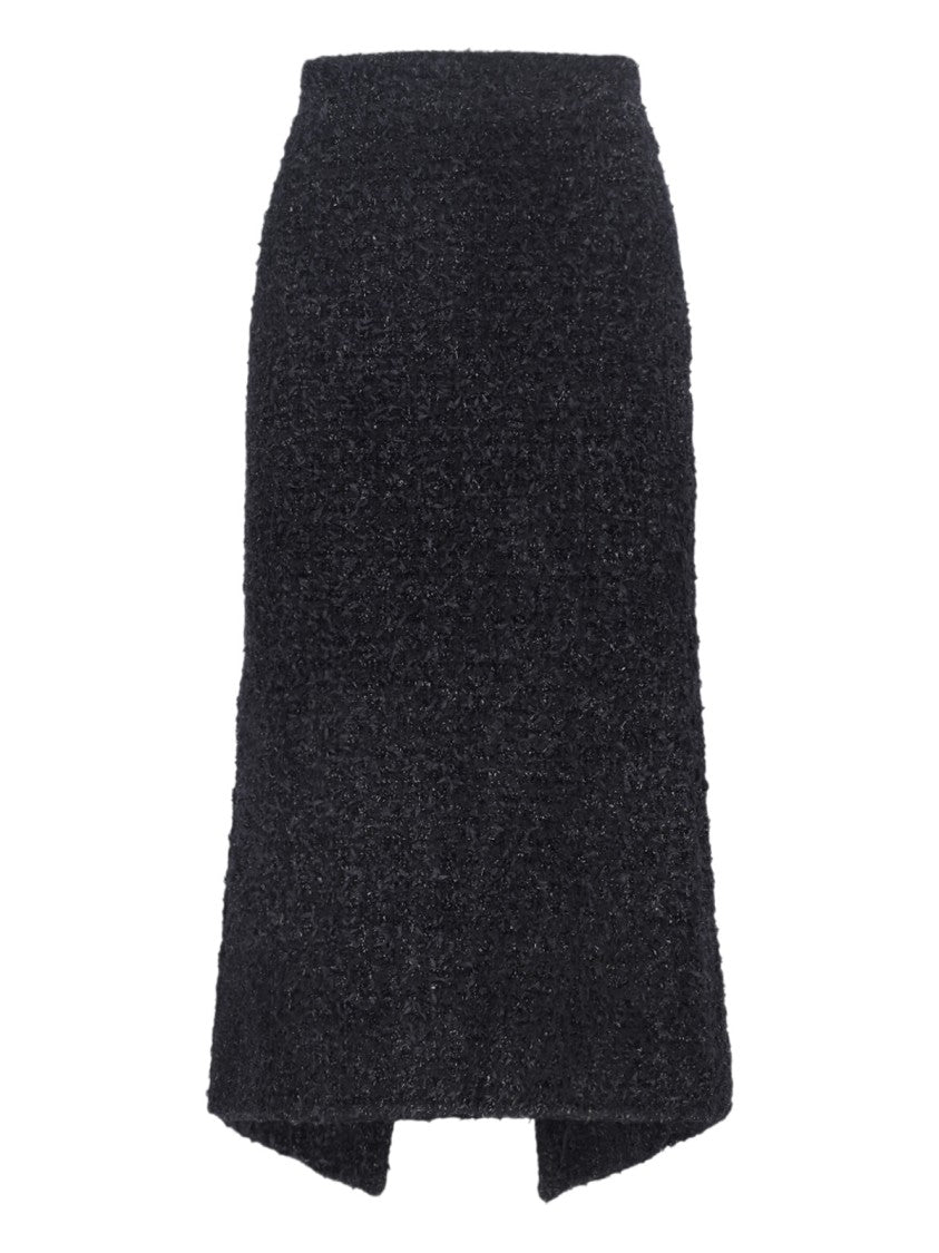 Balenciaga Midi Tweed Skirt – Black