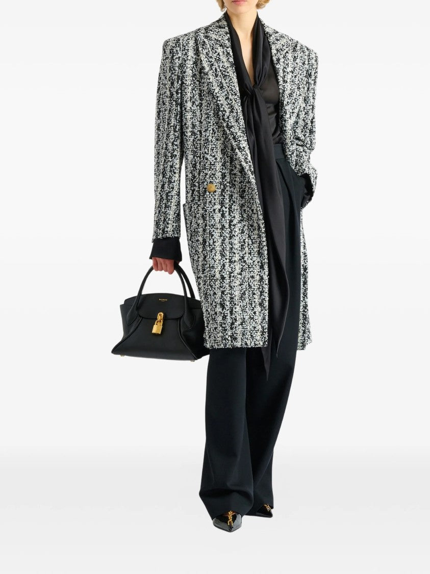 Balmain Black Silky Tie-Neck Shirt
