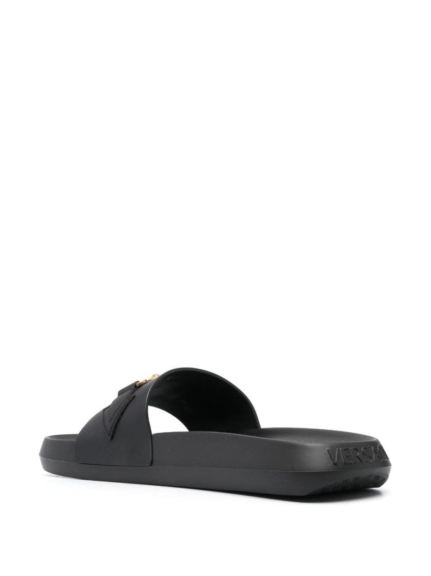 Versace Calf Leather Slide Sandals