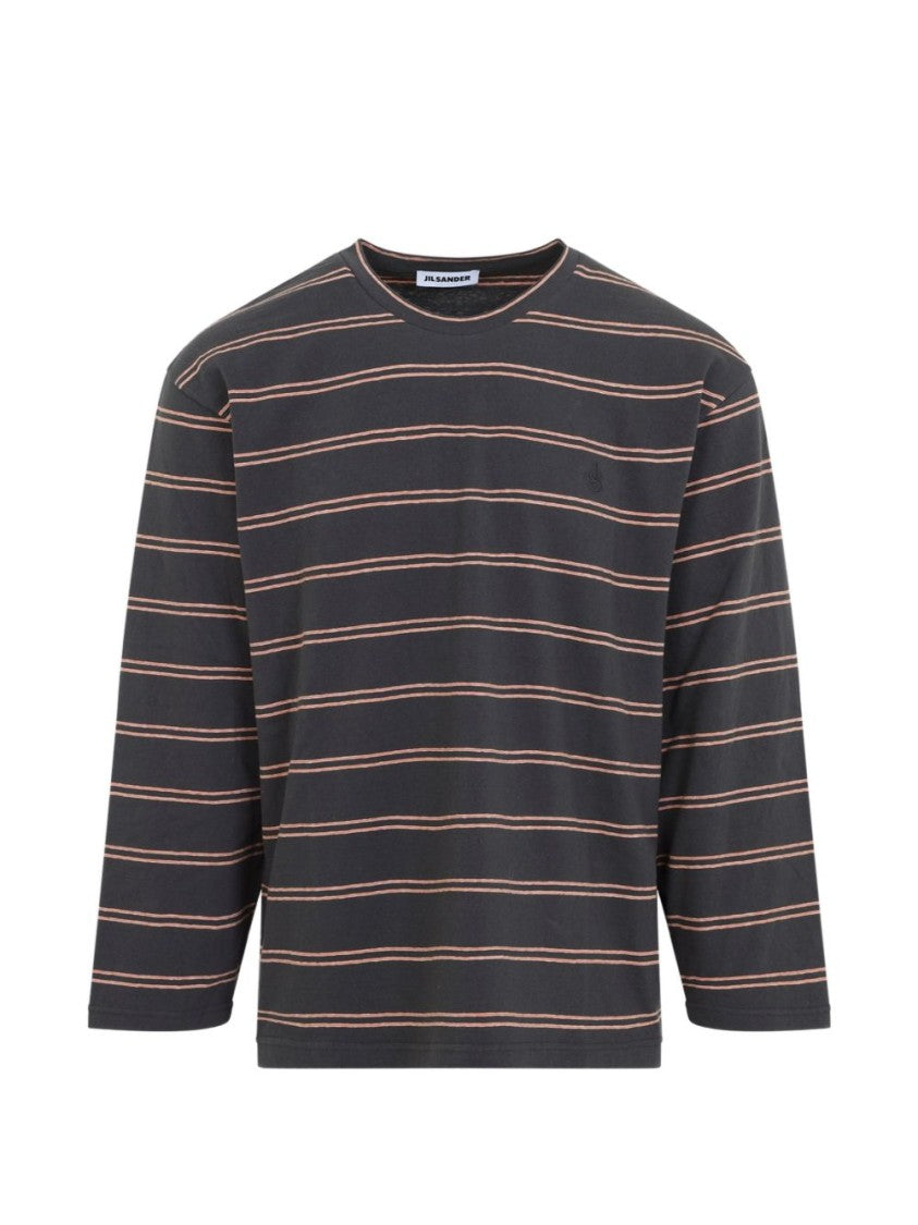 Jil Sander Long-Sleeve Striped Logo T-Shirt
