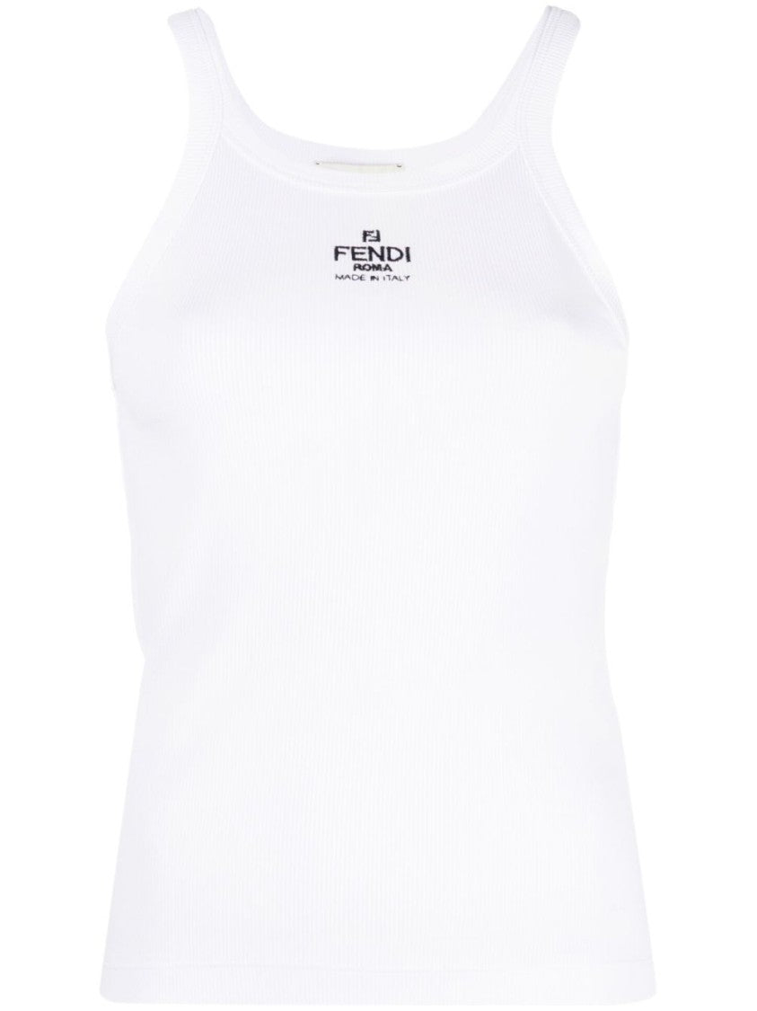 Fendi Fitted Ribbed Tank Top With Square Neckline