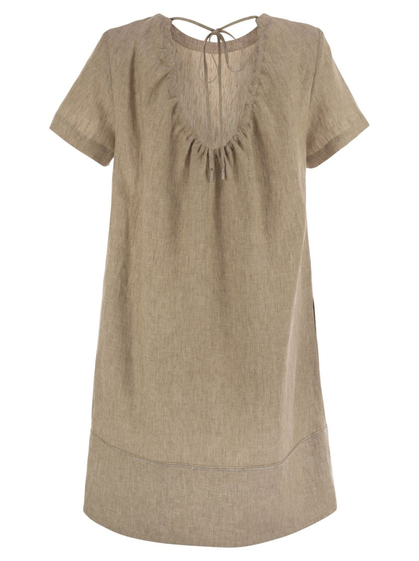 Peserico Delavé-Effect Linen Midi Dress