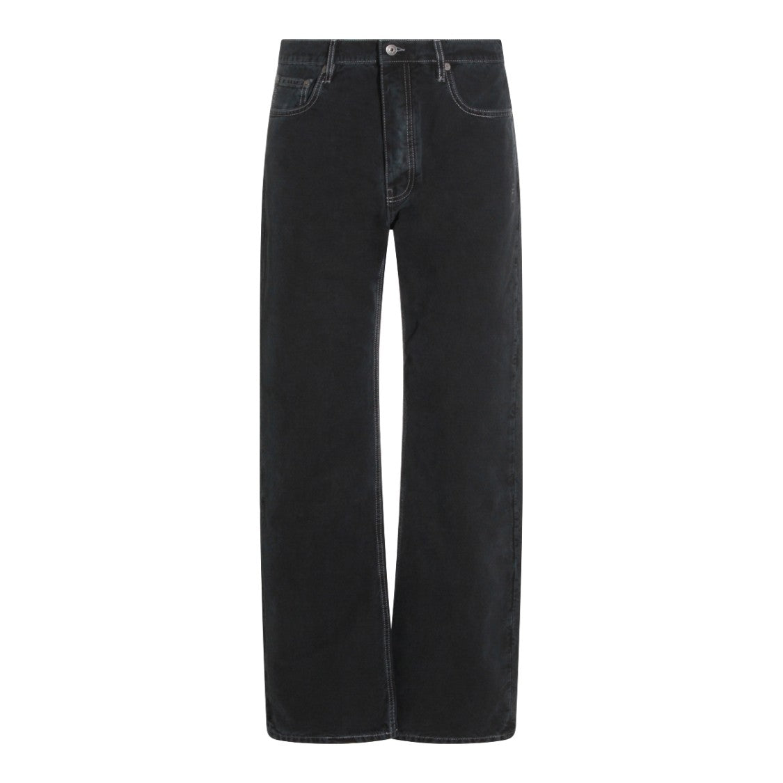 Off-White Straight-Leg Black Cotton Trousers With Distinctive Logo Patch