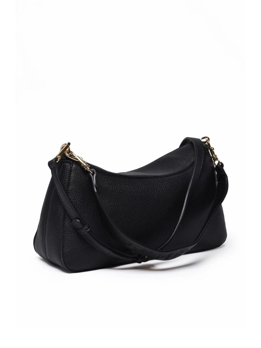Ermanno Firenze Black Polyurethane Hobo Shoulder Bag
