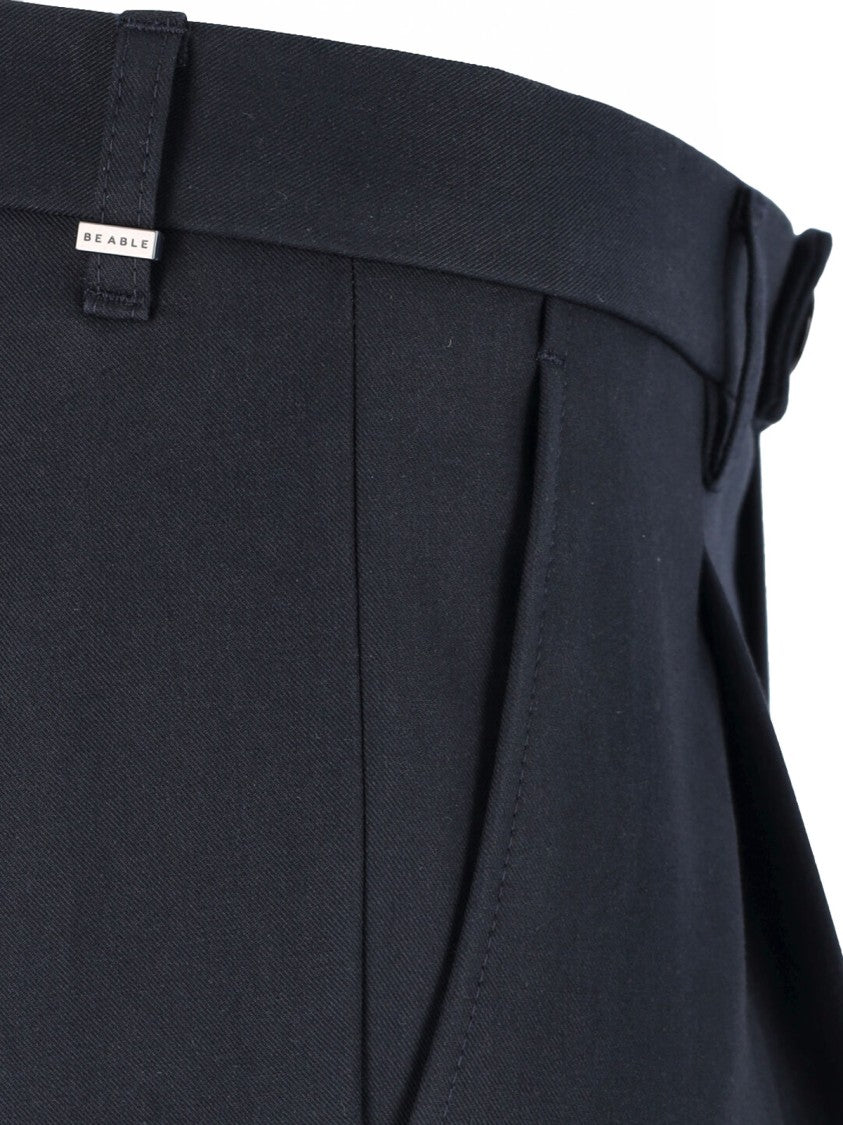 Be Able Blue Tailored Cotton Straight-Leg Pants