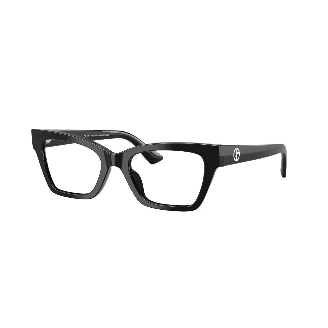 Giorgio Armani 0Ar7285hu Rectangular Black Acetate Eyeglasses With Logo Emblem