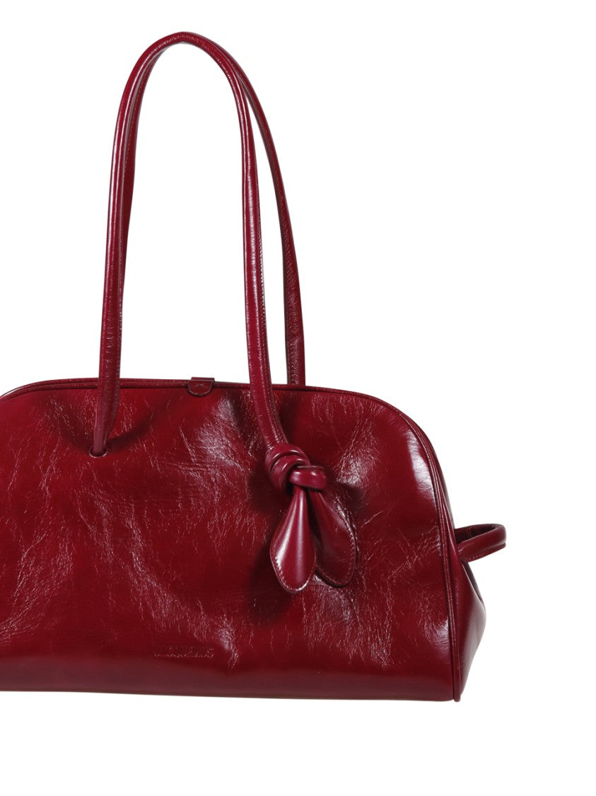 Jacquemus Finish Burgundy Handbag With Knot Detail