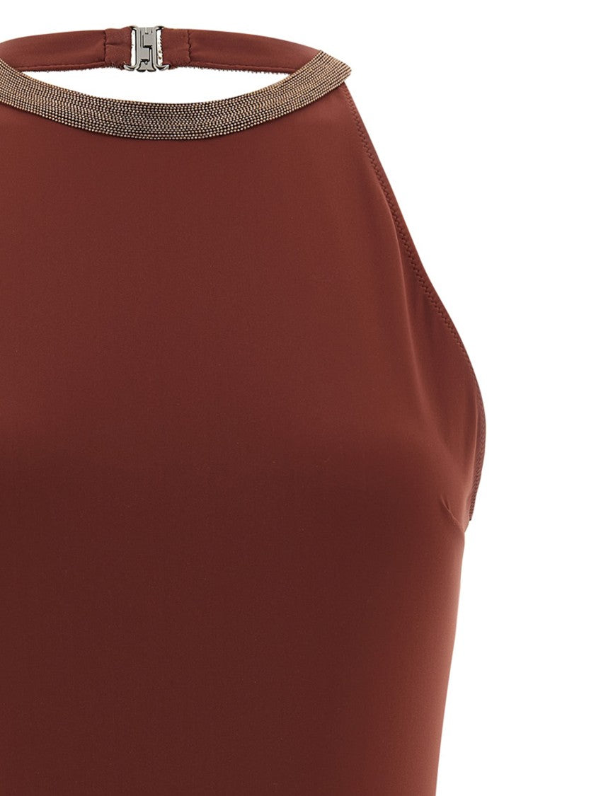 Brunello Cucinelli One-Piece Swimsuit With Precious Collar Design