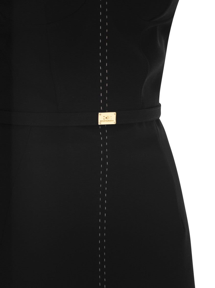 Elisabetta Franchi Crepe Bustier Dress With Contrasting Topstitching