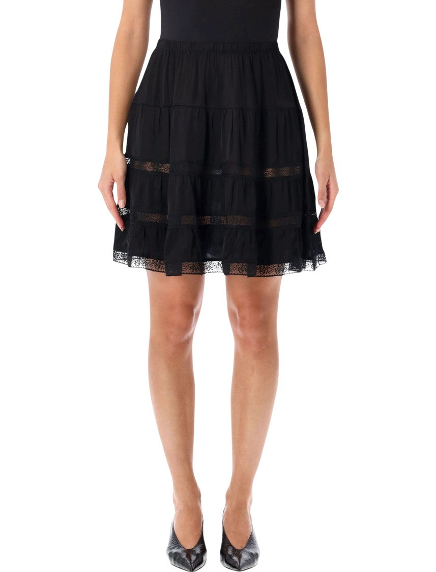 Gimaguas Cielo Skirt Flared Tiered Lace Mini Skirt