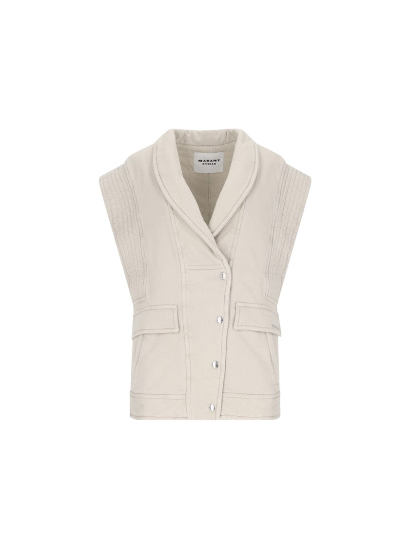 Isabel Marant Étoile Denim Vest In Beige Cotton