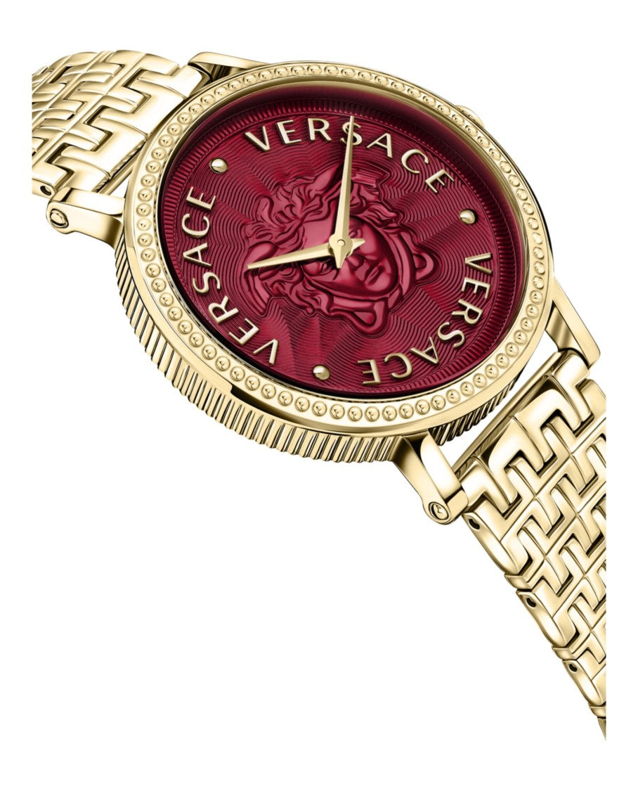 Versace Versace V-Dollar Bracelet Watch With Red Guilloche Dial