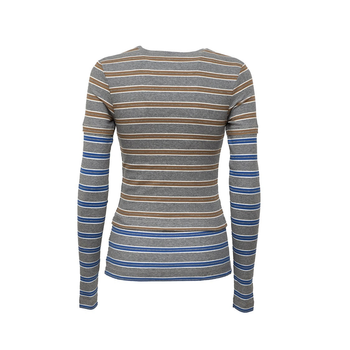 Ganni Soft Cotton Rib Double-Layer Long Sleeve Top