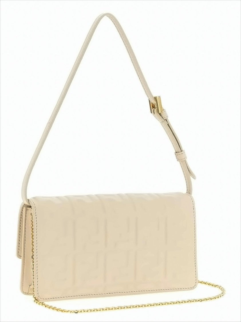 Fendi Rectangular Lambskin Crossbody Bag With Gold Clasp