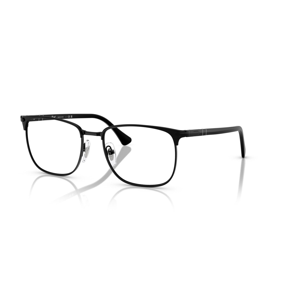 Persol 0Po1021v Rectangular Metal Frame Eyeglasses With Subtle Silver Accents