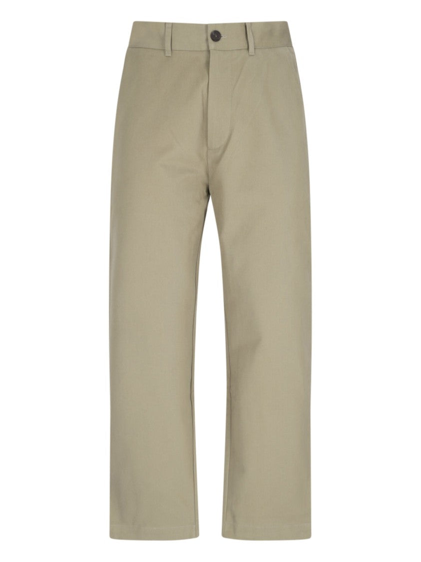 Studio Nicholson Wide Trousers In Beige Cotton