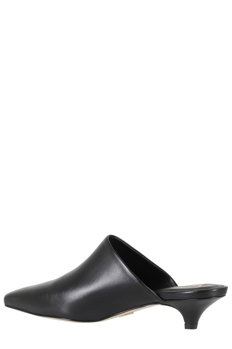 Giampaolo Viozzi Black Pointed-Toe Kitten Heel Nappa Leather Mules