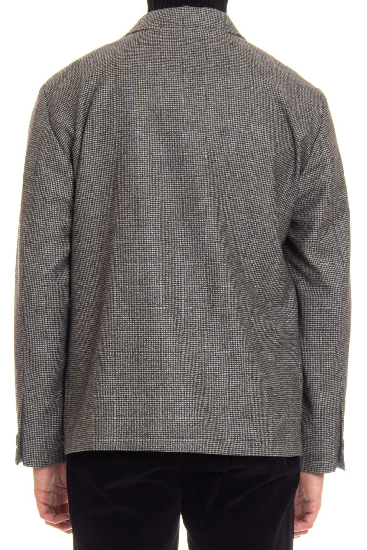 Lardini Refined Grey Wool-Cashmere Overshirt With Exclusive Pattern