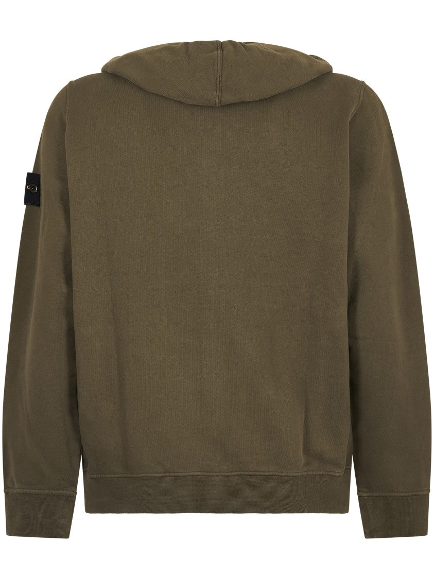 Stone Island Relaxed Fit Zip-Up Hoodie With Distinctive Logo Patch