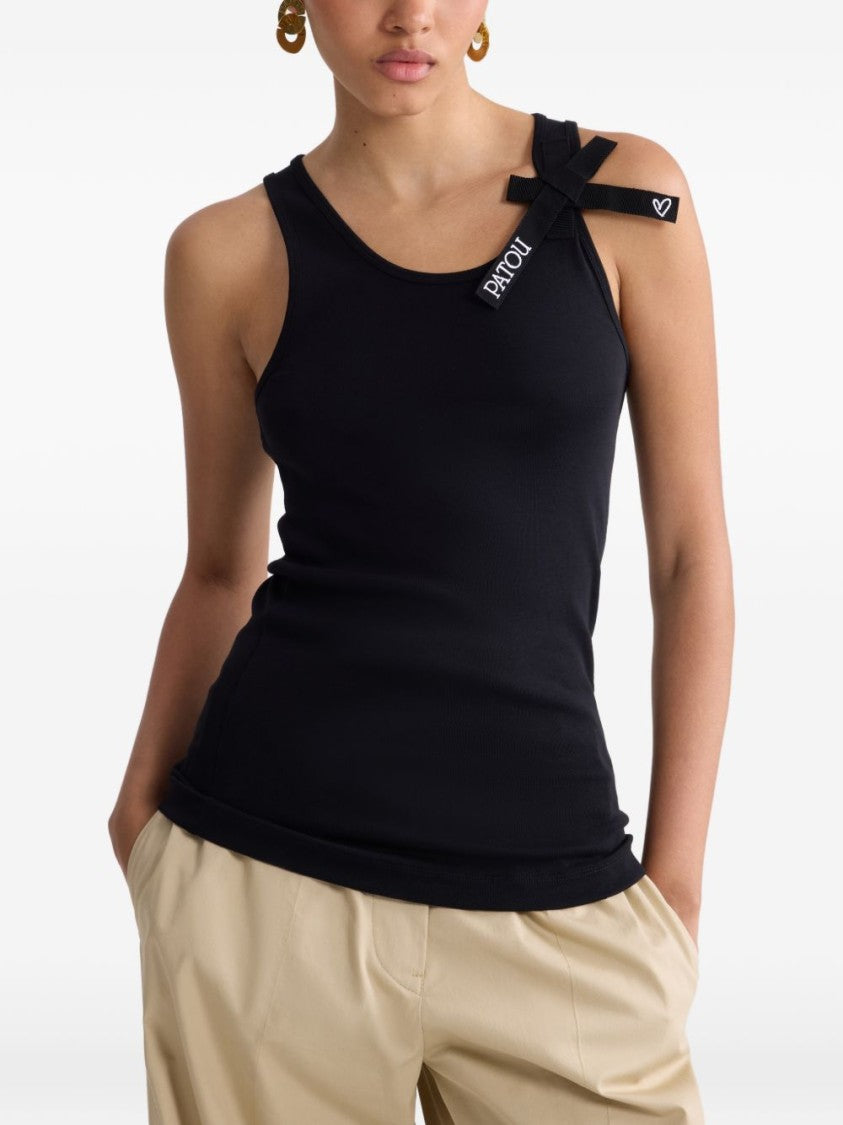 Patou Black Silk And Nylon Knit Top
