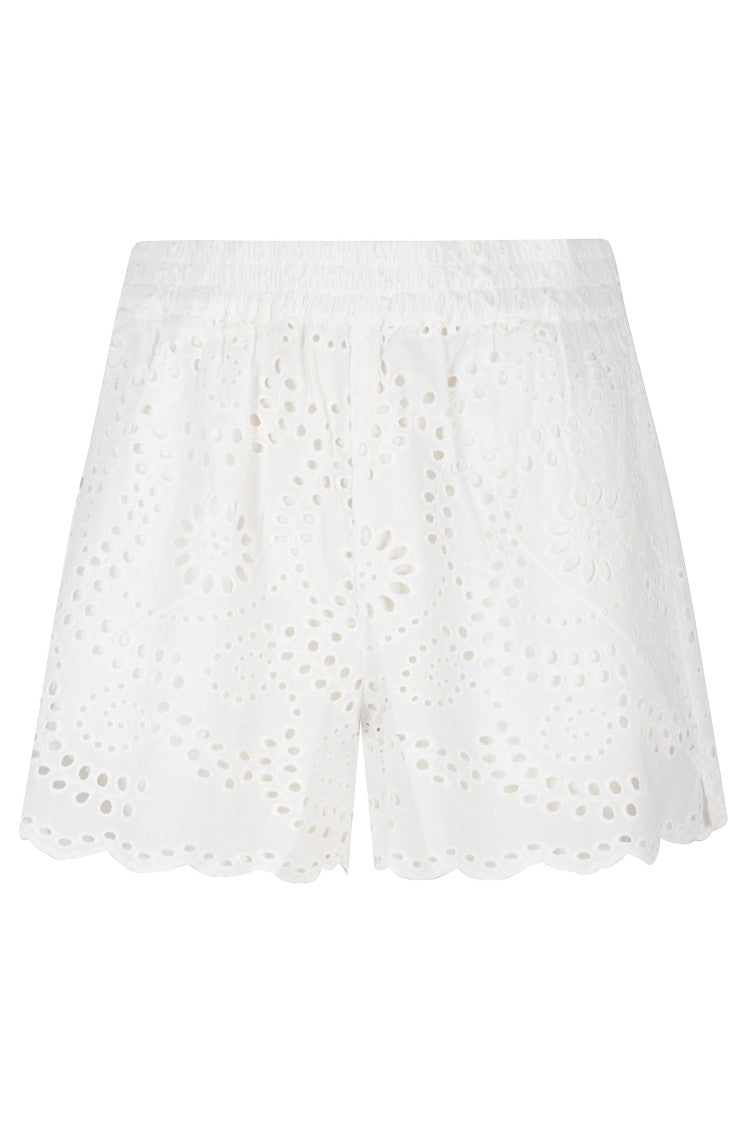 Mc2 Saint Barth Floral Cut-Out White Shorts